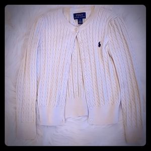 Ralph Lauren white cable knit cardigan